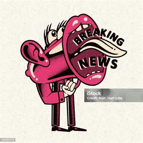 Breaking News Megaphone Character Stock Illustration - Download Image