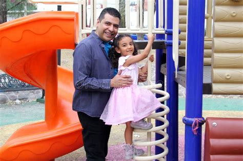 Single Dad Plays With His Year Old Daughter Latina Brunette With Curly Hair Spend Quality Time