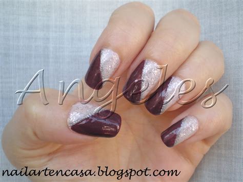 JUGANDO CON MIS UÑAS Manicura bicolor en granate y nude