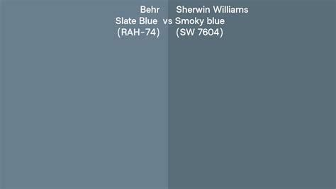 Behr Slate Blue RAH 74 Vs Sherwin Williams Smoky Blue SW 7604 Side