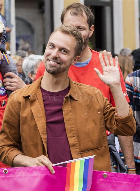 Handsome Smiling Man Waving At The Camera At The Gay Pride Parade Also Known As