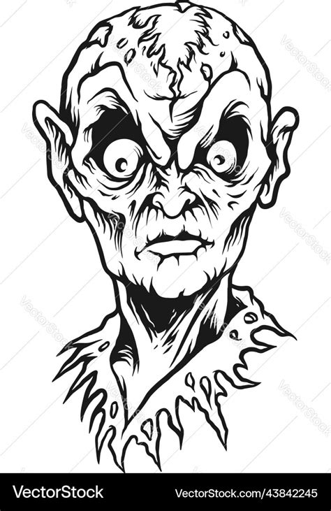 Monster Scary Zombie Outline Royalty Free Vector Image