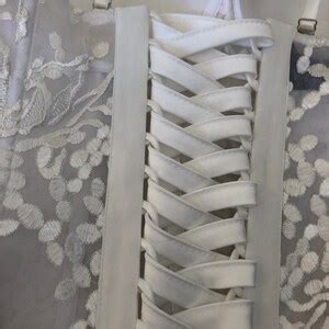 Ivory Mesh Flower Lace Corset With Lace Clasp On The Back Honeymoon Lingerie Sexy Bridal
