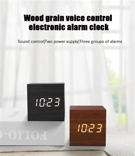 Radio Reveil Black R Veil Num Rique Led En Bois Horloge De Table