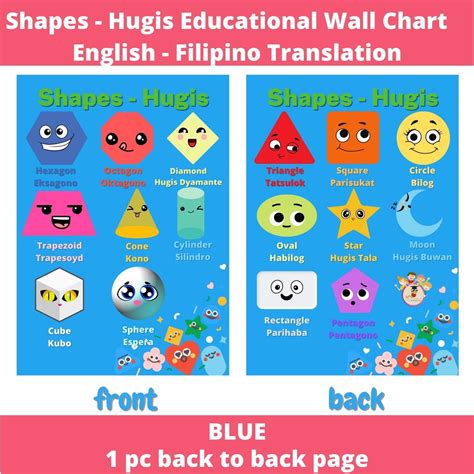 Shapes Hugis Educational Wall Chart English Filipino Translation