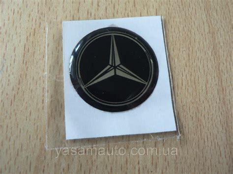 Наклейка s круглая Mercedes 30х30х1.2мм черная силиконовая эмблема в ...