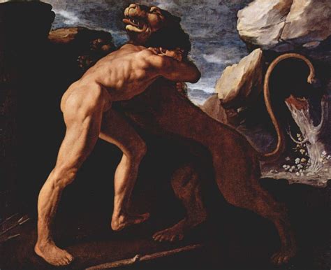 Hercules Figthing With The Nemean Lion Francisco De Zurbaran