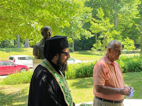 The Blessing of a New Bust in Cleveland Cultural Gardens – Saint George