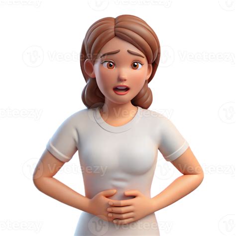3D Render of a Woman Experiencing Stomach Pain 50907607 PNG