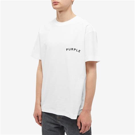 Purple Brand Mens Textured Logo T Shirt In White Purple Brand