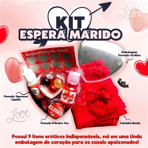 Kit Espera Marido no coração itens sex shop calcinha gel comestivel bolinhas lubrificantes