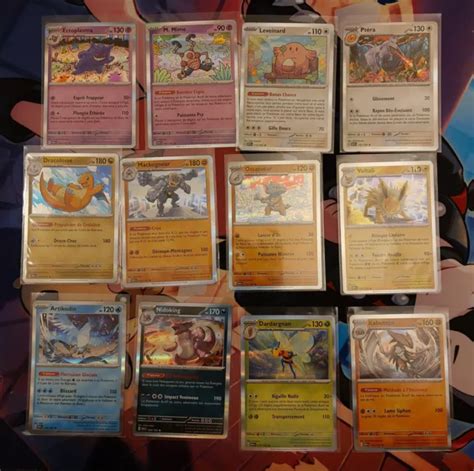 CARTES POKÉMON LOT De 12 Rares Holos Sans Doubles Série Ev03 5 151 Fr