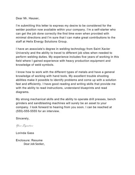 Free Welder Cover Letter Template & Example on ResumeThatWorks.com