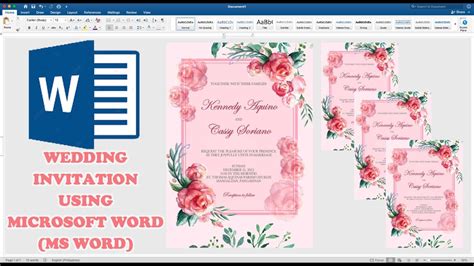 PINK PEACH FLOWERS How To Make WEDDING INVITATION In Microsoft Word