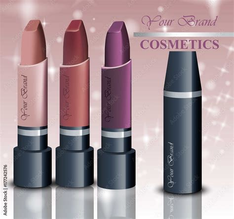 Realistic Lipsticks Cosmetics On Sparkling Background Nude Pastel Colors Collection Cosmetic