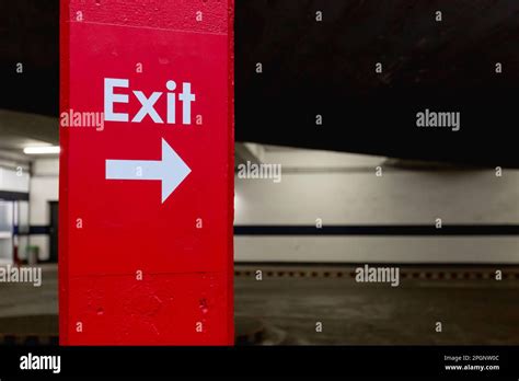 Exit Sign In Parking Lot Stock Photo Alamy