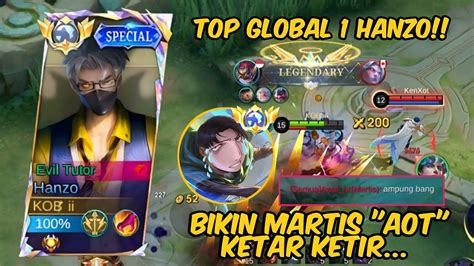 Gameplay Top Global Hanzo Bikin Martis Aot Ketar Ketir Mobile