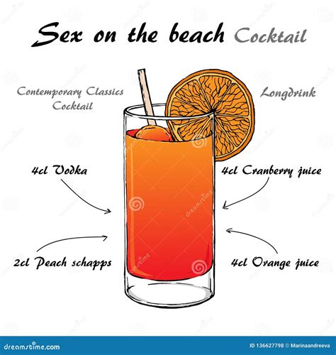 Handgezogene Illustration Von Cocktail Sex Auf Dem Strand Vektor Abbildung Illustration Von