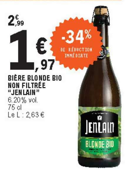 Promo Bi Re Blonde Bio Non Filtr E Jenlain Chez E Leclerc Icatalogue Fr