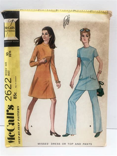 Vintage 1970 S Mccall S Dress Pants Suit Pattern 2622 Etsy