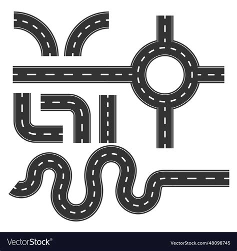 Road pattern set curve for mapping travel Vector Image