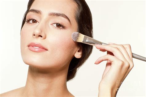 Woman Applying Foundation With Brush Photograph By Ian Hootonscience Photo Library