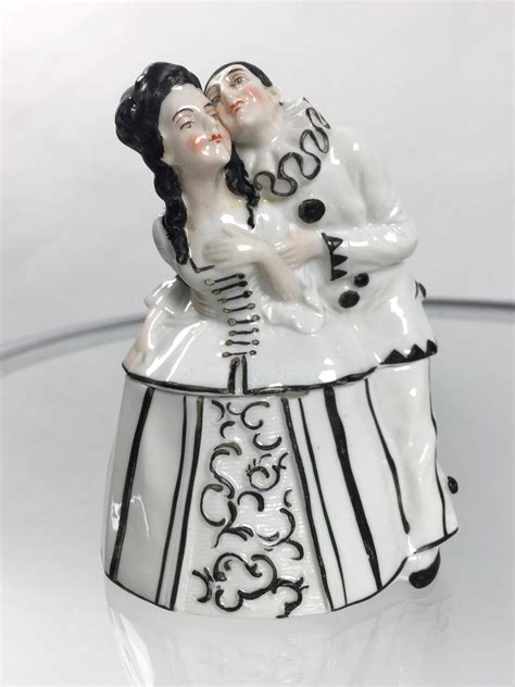 1920s Powder Bowl Ceramic Art Deco Pierrot And Lady Vintage Etsy Ceramic Art Ceramics