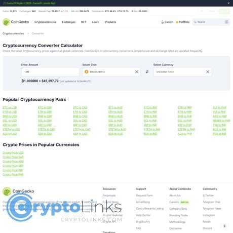 Coingecko Cryptocurrency Converter Calculator Coingecko