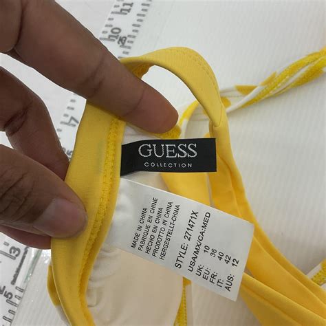 Guess Yellow Polka Dot Bikini Top Womens Size M Depop