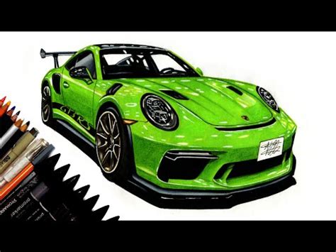 Realistic Car Drawing Porsche Gt Rs Time Lapse Drawing Ideas