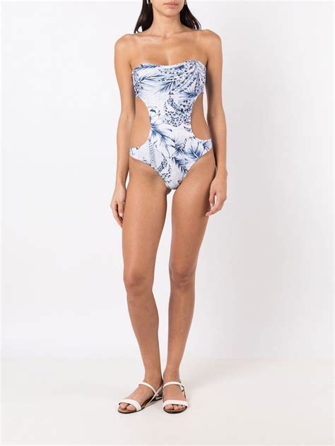 Lygia And Nanny Palm Tree Print Swimsuit Blue Farfetch