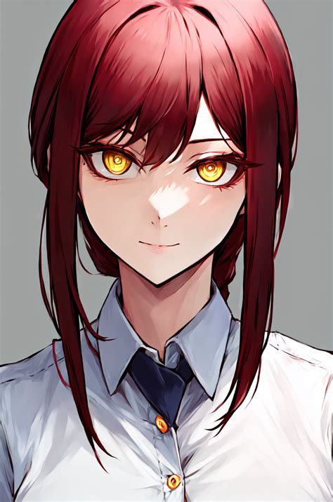 Anime Girl With Red Hair And Yellow Eyes