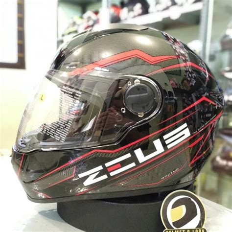 Jual Helm Full Face Zeus Z811 AL12 Black Red Free Dark Visor 811