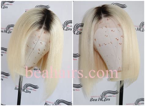 Summer Brazilian Virgin Blonde Color Blunt Cut Glueless Lace Front BOB BHS001 Bea Hairs