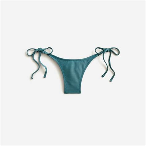 J Crew Swim J Crew Teal Ribbed Curved Waist Cheeky String Bikini Bottom Medium Nwt High Cut