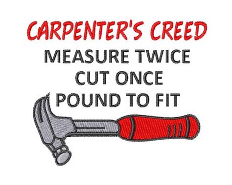 Carpenters Creed Machine Embroidery Design Etsy