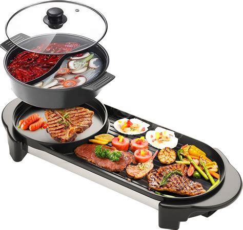 Amazon Liven Electric Grill With Hot Pot Sk J Multifunctional Indoor Teppanyaki Grill