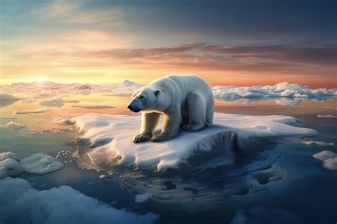 Premium AI Image | Arctic Meltdown Polar Bear on Shrinking Ice Floe ...