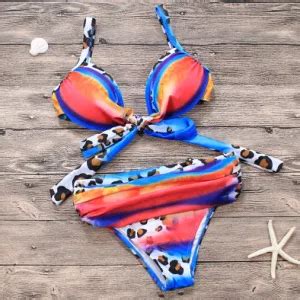 Sexy Lady Leopard Print Two Piece Bathing Suit Swimwear Swimsuit Bikini Bikini Swimwear And