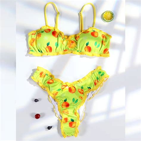 Orange Print 2 Piece Bikini Set Pink Sugar Fashion