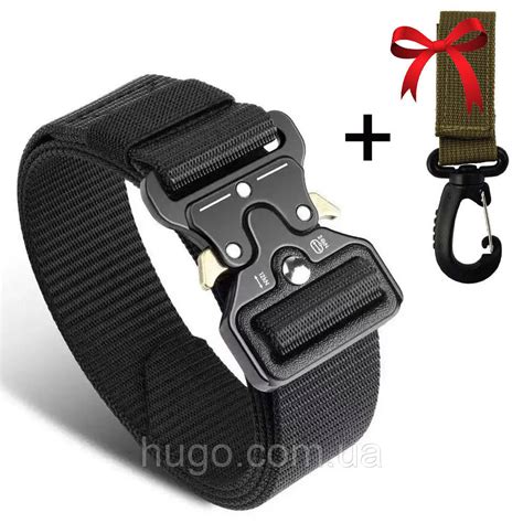 Ремень Тактический Tactical Belt 145 См, Черный + Подарок Карабин на ...