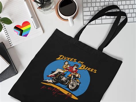 Dykes On Bikes Eco Tote Bag Lesbian Pulp S Canvas Bag Butch Lesbian Vintage Lgbtqi Pride