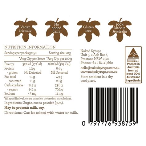 Chocolate Powder Cocoa Powder By Naked Syrups