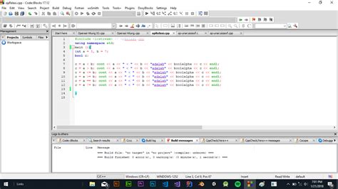 menulis kode program  codeblocks yandis site