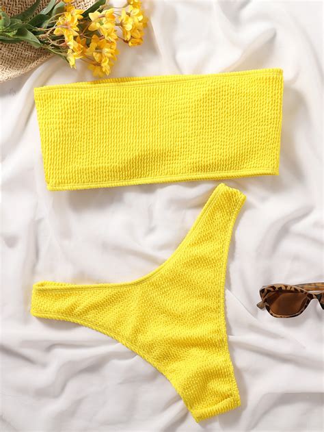 Fashion Bikini Textured Swimwear Women 2023 High Cut Swimsuit Women Bathing Suits Solid