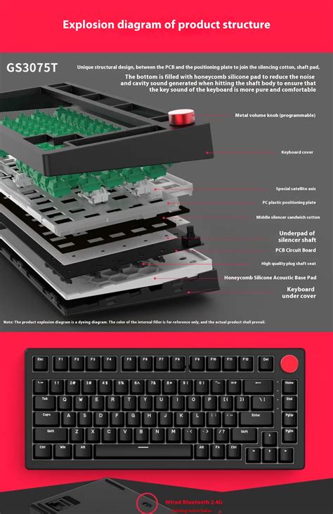 GANSS GS3075T LI The Third Mock Examination Wireless Bluetooth Hot Plug RGB Mechanical Keyboard