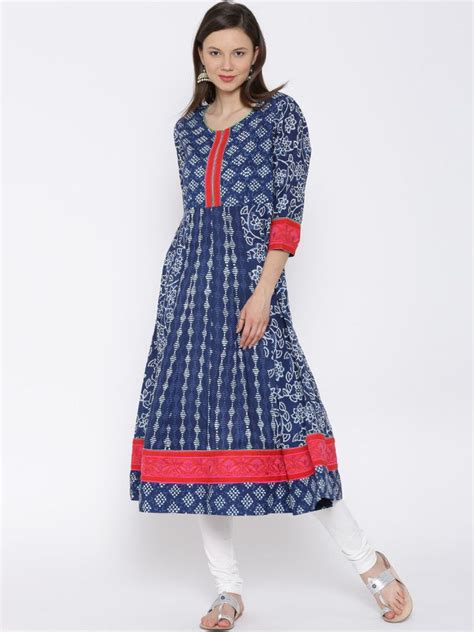 Buy Span Blue Printed Anarkali Kurta Apparel For Women From Span At