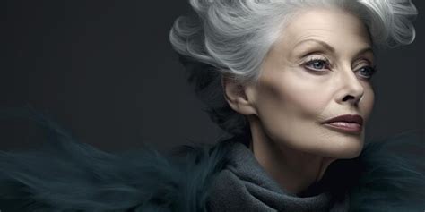 Premium Photo Radiant Caucasian Matriarch Graceful Grayhaired Beauty