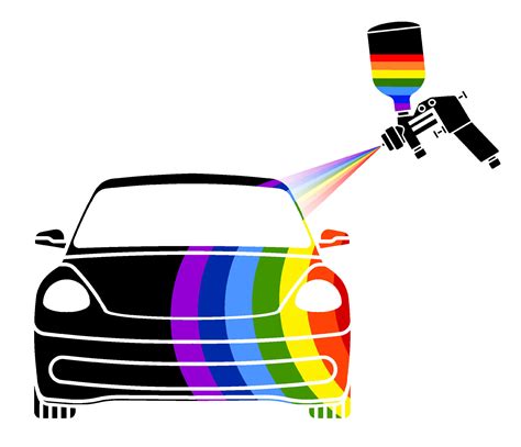 Air Brush Logo With Spray Of Paint In Rainbow Colors Paints A Car