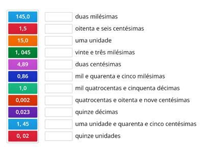 Leitura De Números Decimais - Leitura de números decimais - Recursos de ensino